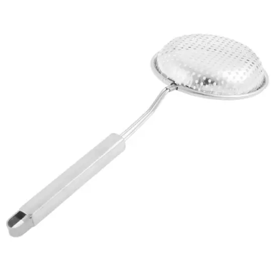 Unique Bargains Tableware Meshy Hole Design Spoon Strainer Ladle 5'' Dia Silver Tone 1 Pc image {3}