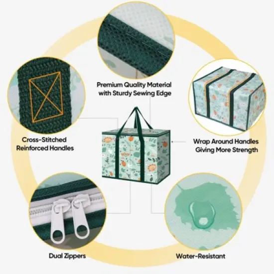 HOMLUX 2Pk Insulated Reusable Lunch Grocery Storage Bags Collapsible Cooler image {2}