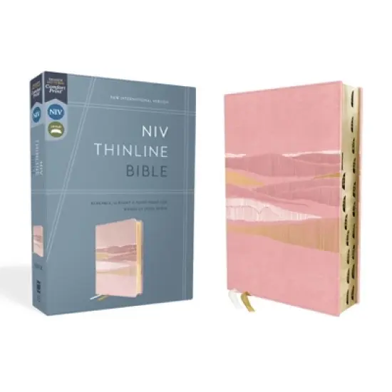 Niv, Thinline Bible, Leathersoft, Pink, Red Letter, Thumb Indexed, Comfort Print - by  Zondervan (Leather Bound) image {1}