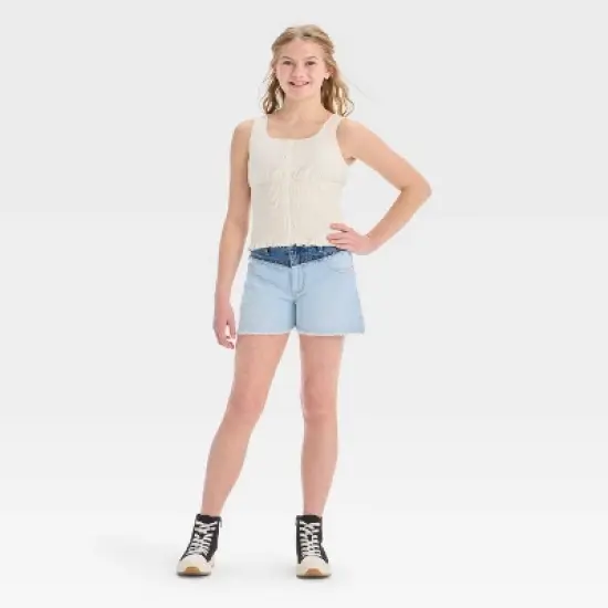 Girls' High-Rise A-Line Colorblock Denim Shorts - art class&trade; image {2}