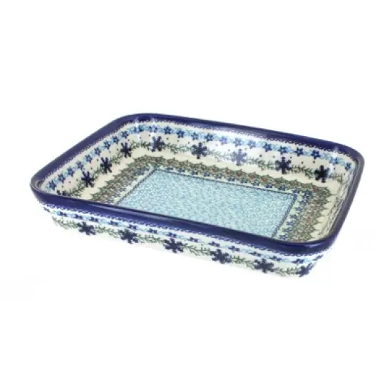Blue Rose Polish Pottery 149 Vena Small Rectangular Baker image {1}