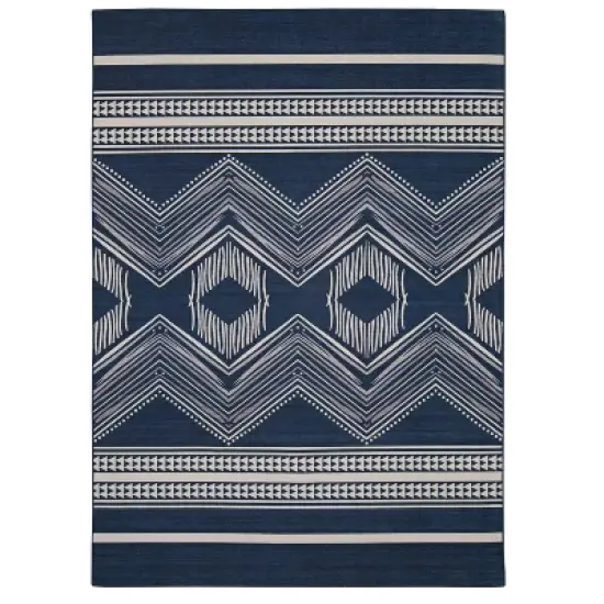 Lyerly Washable Outdoor Rug Navy/Ivory - Linon image {10}