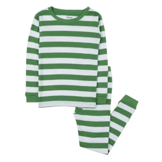 Leveret Kids Two Piece Cotton Striped Christmas Pajamas image {8}