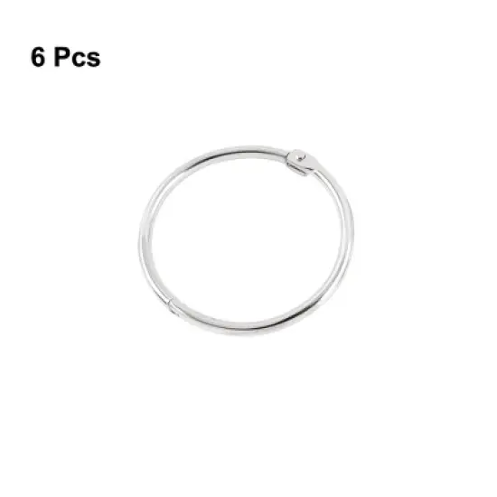 Unique Bargains Book Office Metal Loose Leaf Binder Hinge Snap Ring 6 Pcs 1.6" Inner Dia image {1}