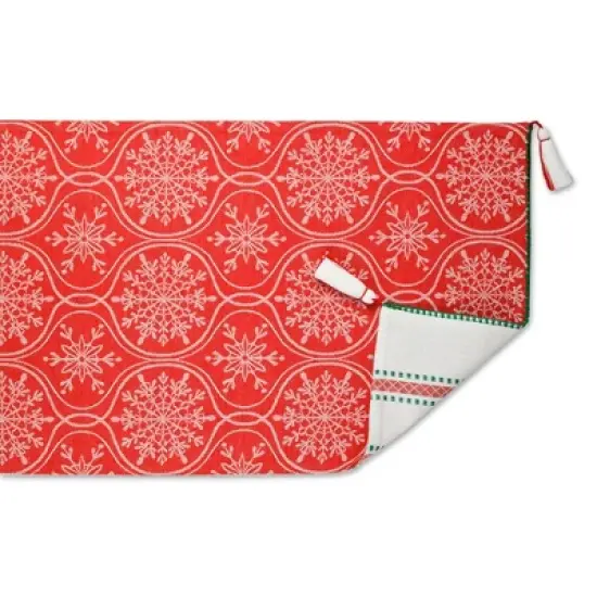 Design Imports  Christmas Jacquard Reversible Table Runner, Joyful Snowflakes, 14X108" image {2}