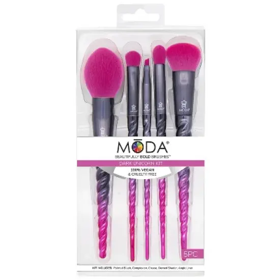 MODA Brush Mythical Dark Unicorn 5pc Kit, Includes Blush, Complexion, Domed Shadow Makeup Brushes image {4}