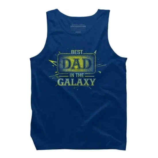 Men's Design By Humans Best Dad In Galaxy Badge By AmusingDesignCo Tank Top image {6}