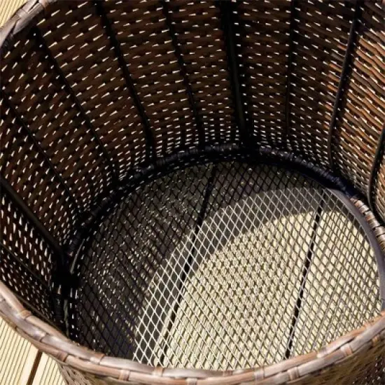 5pc Rattan Conversation Set with Chairs, Ottomans & Storage Side Table - Captiva Designs image {9}