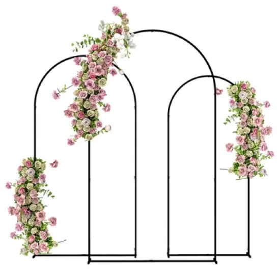 Outsunny Metal Arch Backdrop Stand Set of 3, 7/6.5/6 ft Wedding Arch Frame, Balloon Backdrop Arch Stand Set for Birthday Party image {6}