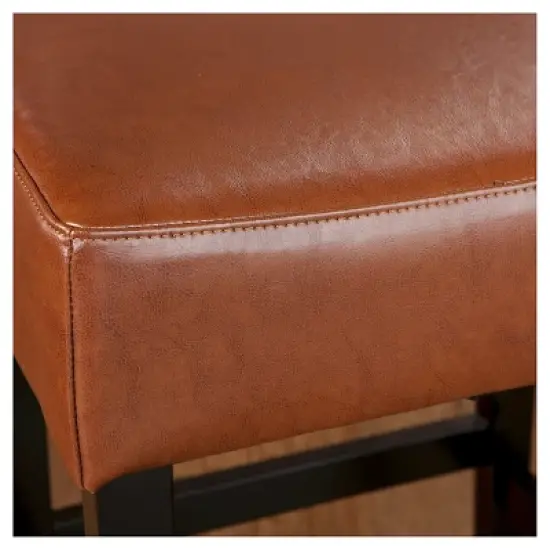 Set of 2 Lopez Backless Leather Counter Height Barstool - Christopher Knight Home image {2}