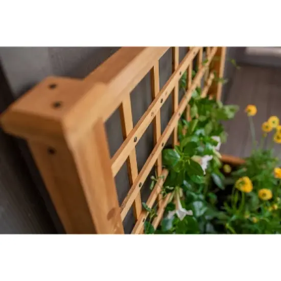 Vita 18.5"x38" Rectangular Wood Rosewood Garden Bed with Trellis Light Brown image {4}