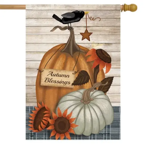 Rustic Autumn Blessings Fall House Flag 40" x 28" Briarwood Lane image {1}