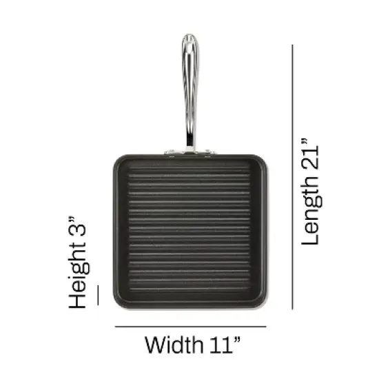 All-Clad 11" Nonstick Square Grill, HA1 Hard Anodized, Black image {6}