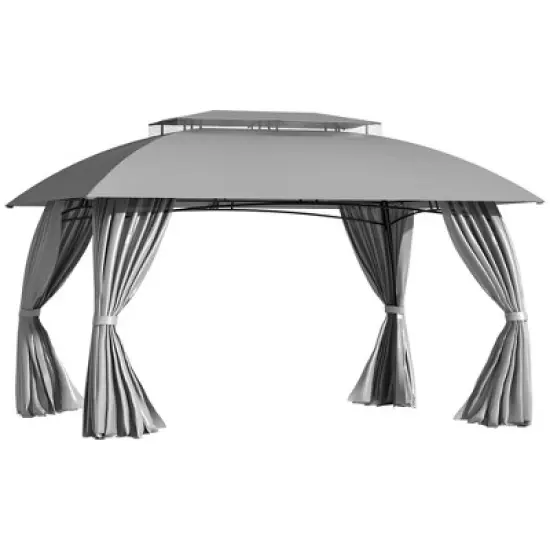 Outsunny 13' x 10' Patio Gazebo Outdoor Canopy Shelter with Sidewalls, Double Vented Roof, Steel Frame for Garden, Lawn, Backyard and Deck image {6}