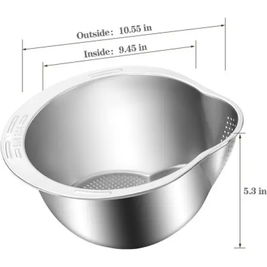 4-in-1 Washing Bowl for Quinoa, Stainless Steel Rinser With Side Drainers Small Colander for Cleaning Fruits, Vegetables image {1}