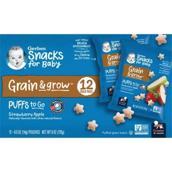 Gerber Puffs Strawberry Apple Baby Snacks - 12ct/0.5oz Each image {4}