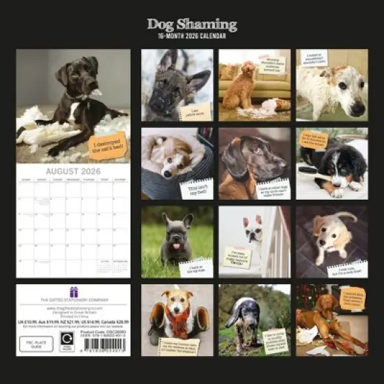 2026 Square Wall Calendar, Dog Shaming, 16-Month Humor Theme with 180 Reminder Stickers (12x12 In) image {3}