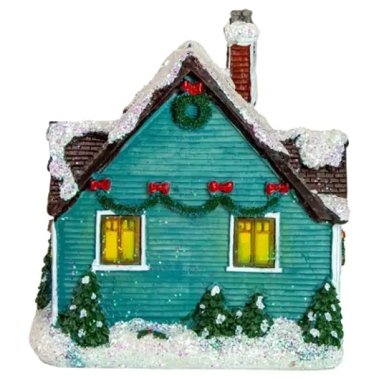 Northlight LED Lighted Snowy House Christmas Village Decoration - 5.5" - Green image {4}