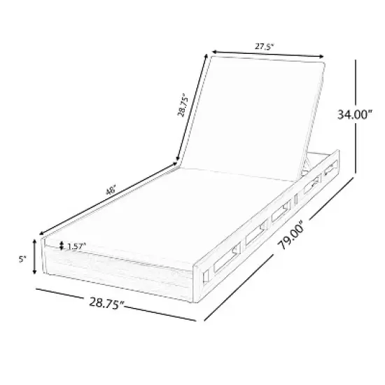 Christopher Knight Home Klayton Outdoor Acacia Wood Adjustable Chaise Lounge with Water-Resistant Cushion and Slatted Base image {2}