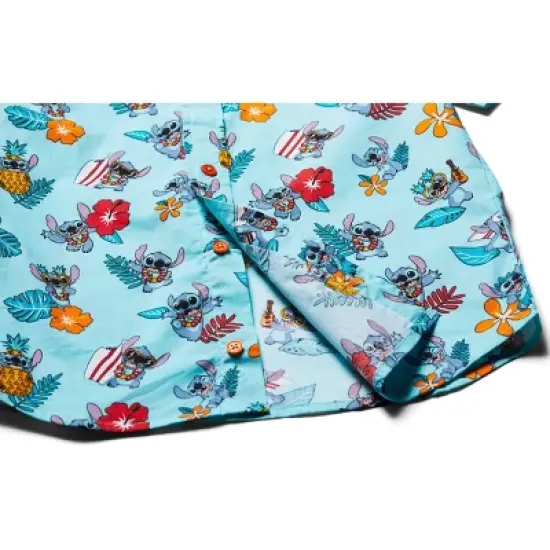 Disney Lilo & Stitch Mickey Mouse Lion King Simba Hawaiian Blue Button Down Shirt Toddler image {5}