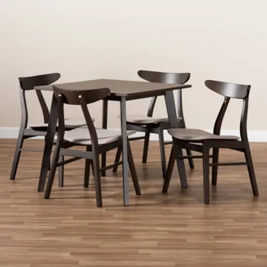 5pc Britte Fabric Upholstered Wood Dining Set  - Baxton Studio image {6}