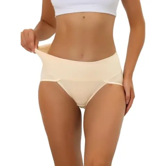 Allegra K Women's Hi-Cut Ribbed High Waist Tummy Control Available in Plus Size Briefs image {6}
