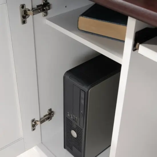 Computer Desk with Cherry Accent Top Soft White - Sauder image {5}