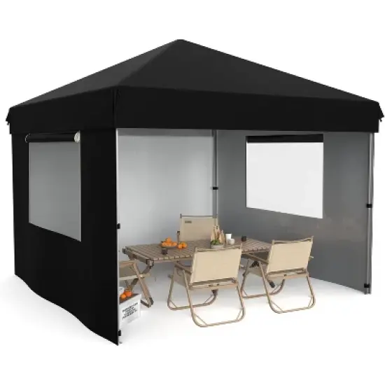 GustoWave 10x10 Ft Pop Up Canopy with 4 Sidewalls for Deck, Garden image {1}
