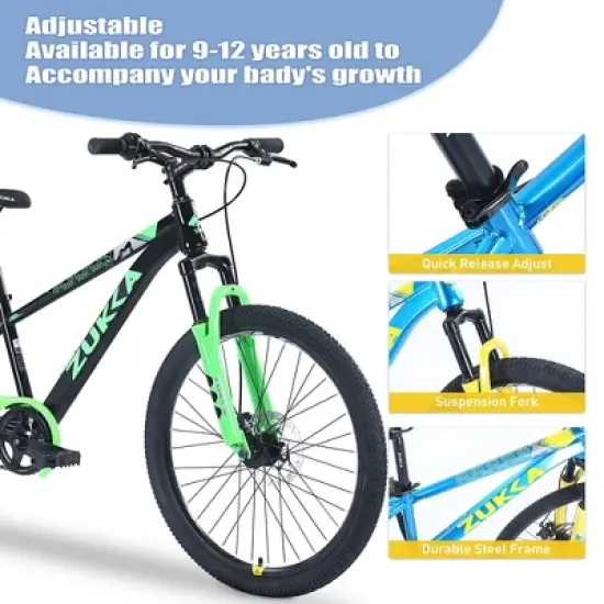 Kids Mountain Bike, Single Speed Bikes with 24 Inch Wheel Outdoor Traveling Cycling Hiking Exercise Bicycles for 9-12 Age image {3}