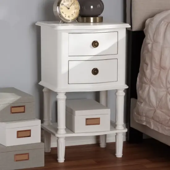 Audrey Finished 2 Drawer Nightstand White - Baxton Studio image {6}
