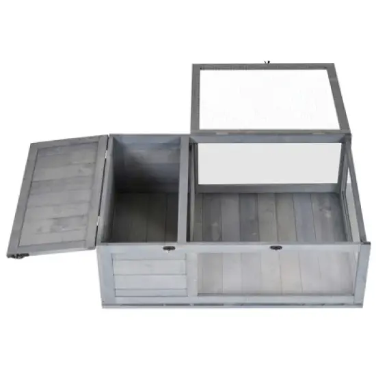 PawHut Wooden Tortoise House Indoor Turtle Habitat Enclosure Outdoor Reptile Cage for Lizards, Geckos image {3}