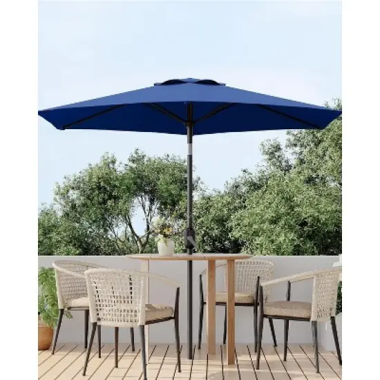 7.5FT Patio Umbrella with Tilt & Crank, 6-Rib UV Protective Canopy, Waterproof Outdoor Shade for Pool, Garden and Deck image {9}