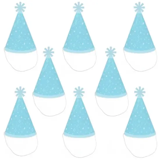 Big Dot of Happiness Blue Confetti Stars - Cone Happy Birthday Party Hats for Kids and Adults - Set of 8 (Standard Size) image {5}