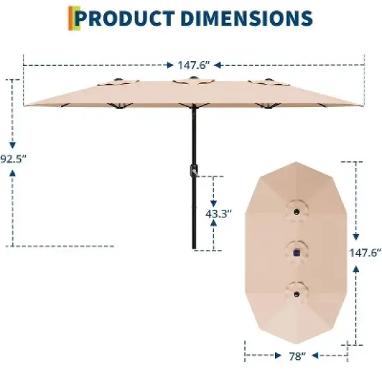 GustoWave Outdoor 13 FT Double-Sided Patio Umbrella for Pool Garden image {1}
