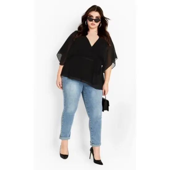 Women's Plus Size Elegant Wrap Top - black | CITY CHIC image {1}
