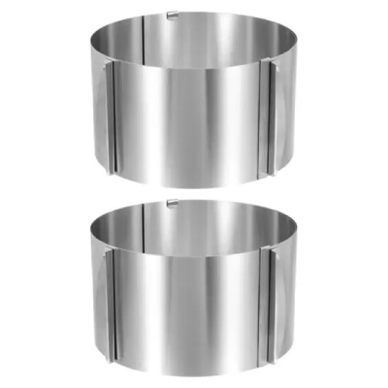 Unique Bargains Stainless Steel Round Adjustable Nonstick Cake Ring 2 Pcs image {13}