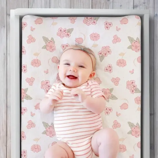 The Peanutshell Floral Changing Pad Covers for Girls, 3-Pack image {2}