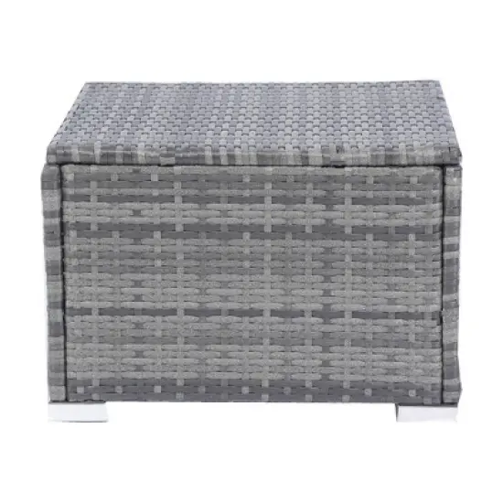 Whisen 8-Piece Wicker Rattan Patio Sectional Set with Storage Box, Cushion Box & Clear Glass Top image {12}