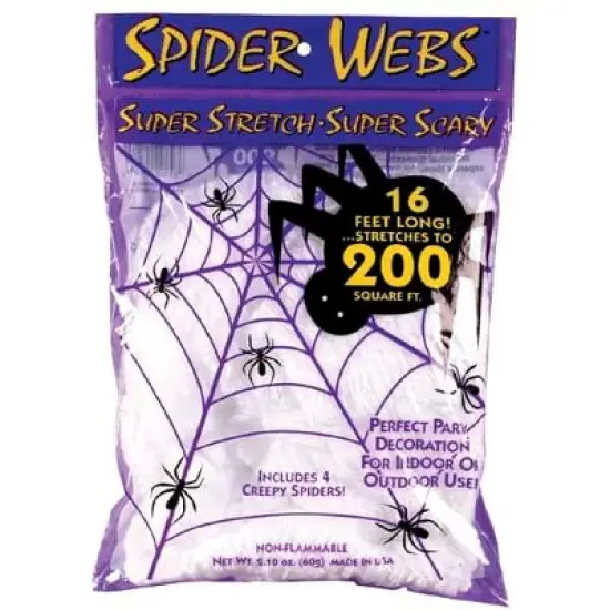 Fun World Super Stretch White Spider Web Prop 2.10 Oz image {1}