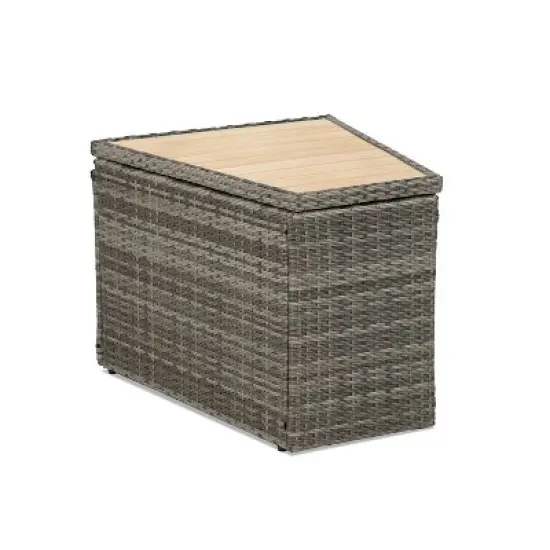 Greemotion 5pc Barbuda Curved Outdoor Furniture Set with Teak Wood Storage Tables Brown: UV-Protected, Rust-Resistant Patio Set image {5}