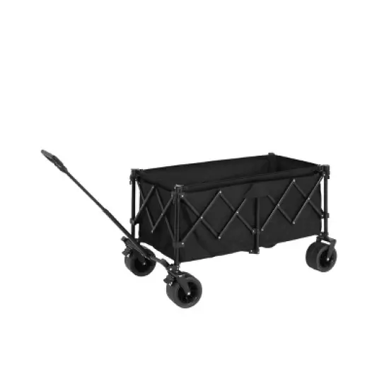 YONWAY Collapsible Wagon 220lbs with Big Wheels,Heavy Duty 300L Folding Utility Garden Cart with Big All-Terrain Beach Wheels & Drink Holders image {4}