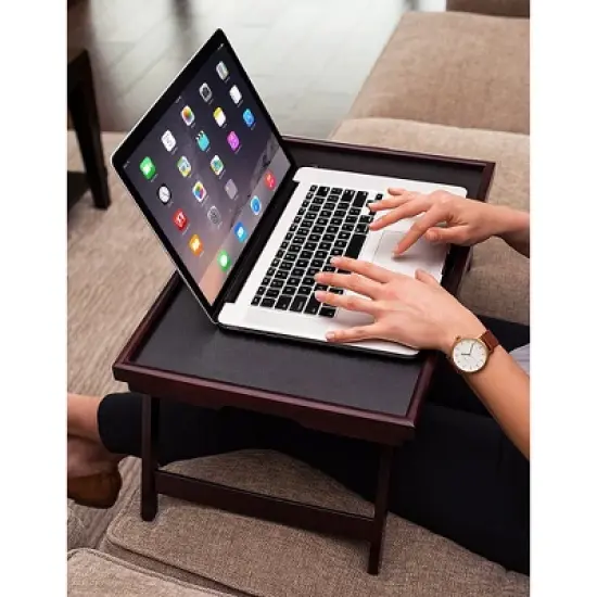 BirdRock Home Bamboo Lap Tray with Adjustable Top - Walnut image {1}