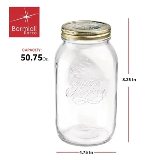 Bormioli Rocco Quattro Stagioni Mason Jar - One-Piece Twist Top Lid, Beehive Motif - Embossed Glass Container, BPA-Free, Made in Italy image {1}