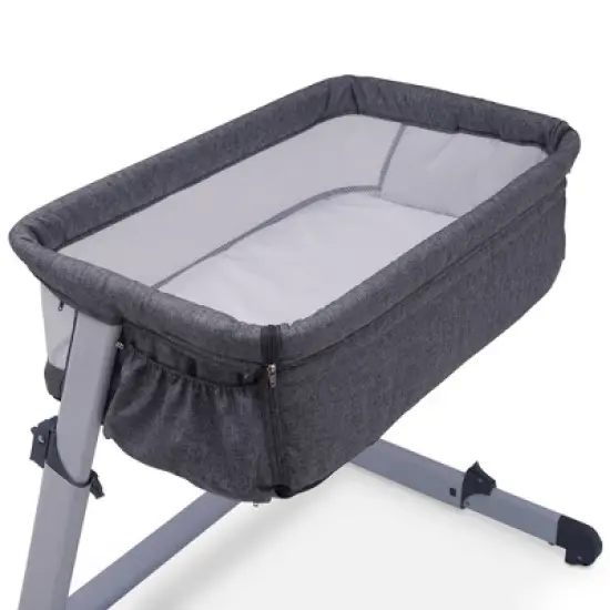 Simmons Kids' Dream Bedside Baby Bassinet Sleeper with Breathable Mesh and Adjustable Heights - Lightweight Portable Crib - Gray image {9}