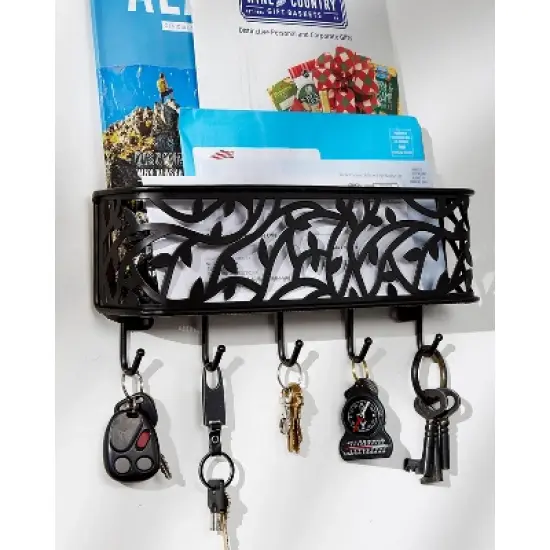 Design Imports Wall Mount Mail & Key Organizer Black image {2}