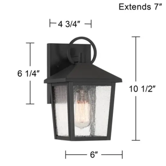 John Timberland Westmont 10 1/2" High Modern Outdoor Wall Light Fixture Mount Porch House Exterior Weatherproof Sand Black Aluminum Seeded Glass Shade image {3}