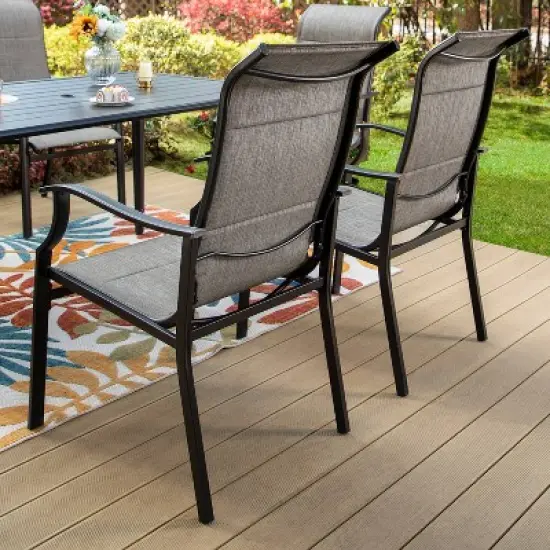 7pc Outdoor Dining Set with Steel Rectangle Table, 4 Fixed Chairs & 2 Swivel Chairs - Captiva Designs image {2}
