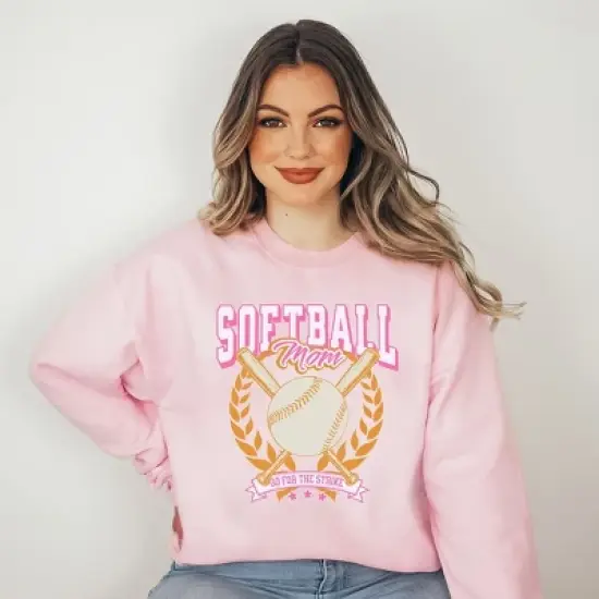 Simply Sage Market Softball Mom Crossed Bats Sweatshirt image {1}