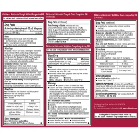 Children's Robitussin Day/Night Cough & Chest Congestion DM - Dextromethorphan - Grape & Fruit Punch Flavors - 4 fl oz/2pk image {4}