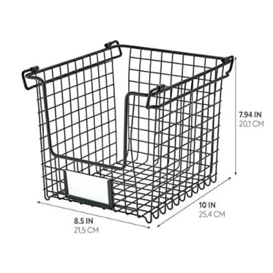 iDesign Classico Storage Basket with Handles for Pantry, Kitchen, Bathroom, Countertop, and Desk Organization, Stackable-Small image {5}